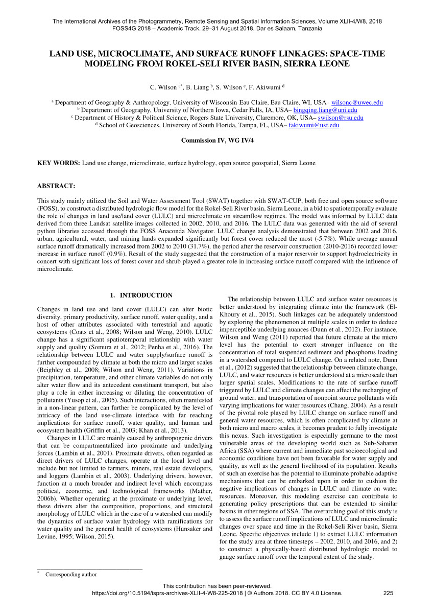 pdf land use microclimate and surface runoff linkages space time modeling from rokel seli river basin sierra leone