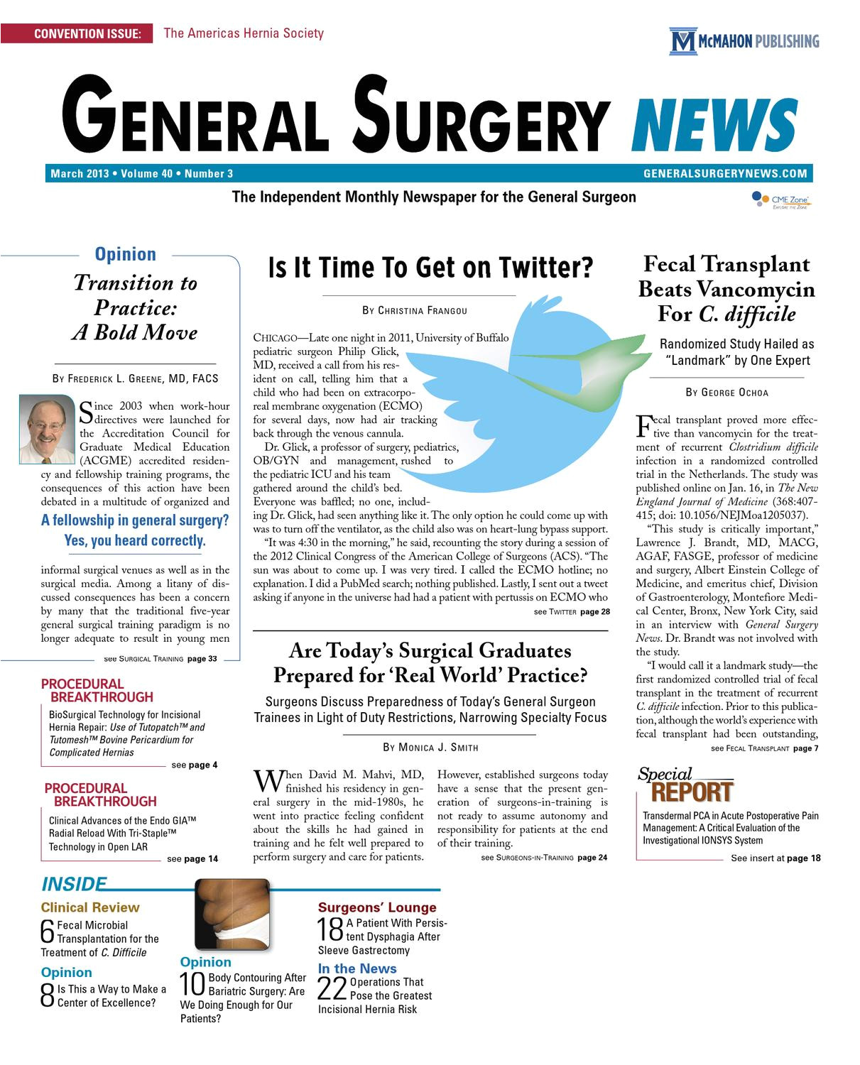 the march 2013 digital edition of general surgery news by mcmahon group issuu