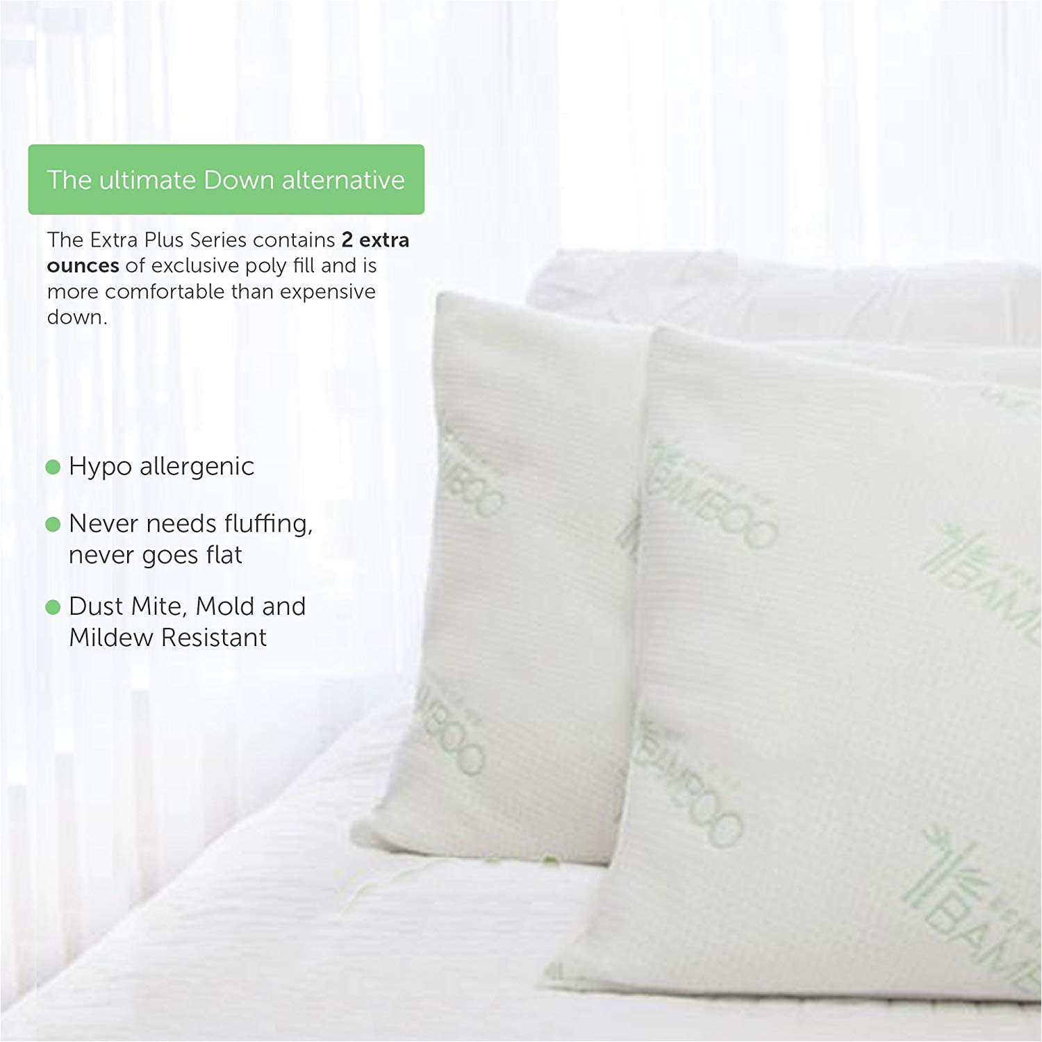 amazon com ultimate essence of bamboo derived rayon pillow extra plush edition down alternative hypoallergenic poly bed pillows with bamboo derived