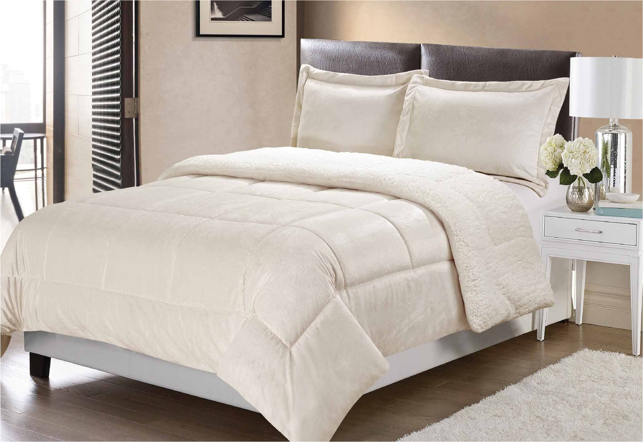 swift home collection ultra plush reversible micromink and sherpa 3 piece down alternative comforter with pillow shams luxury bedding set hypoallergenic