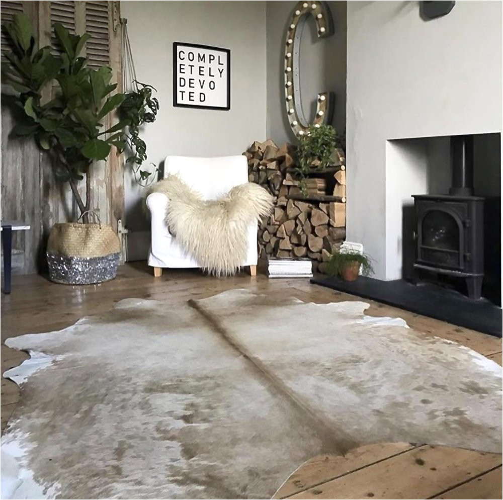 beautiful beige cowhide rug from nordic hides and skins as seen in the beautiful