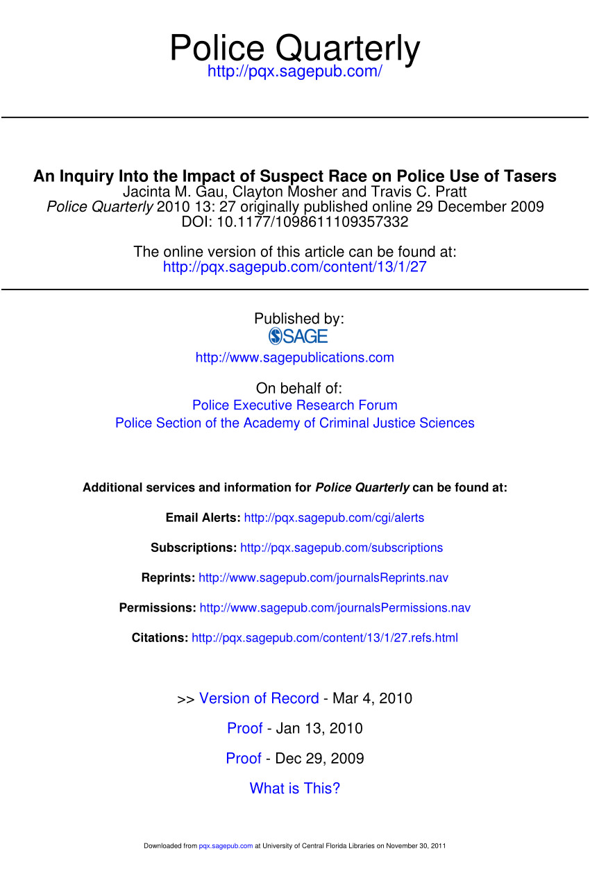 pdf an inquiry into the impact of suspect race on police use of tasers