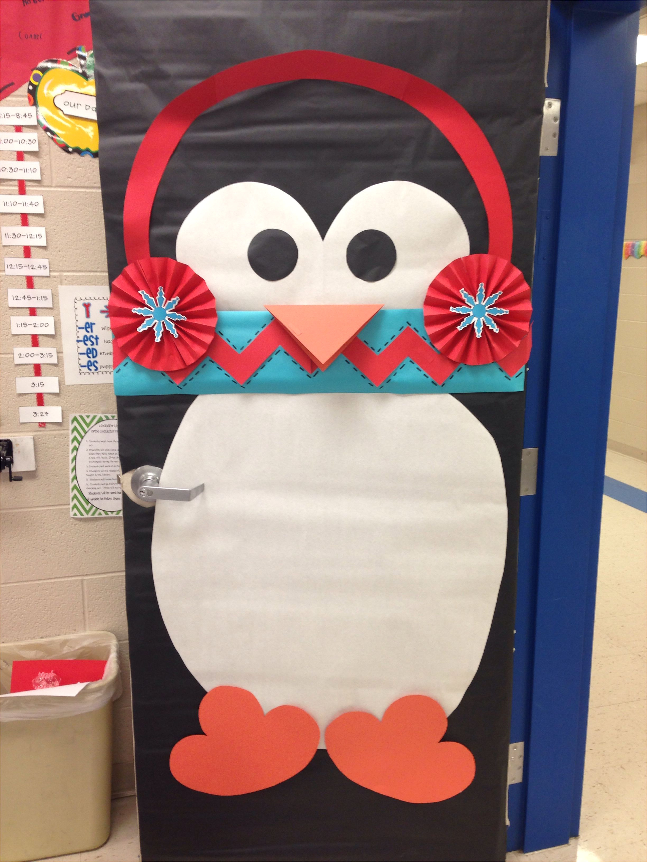 winter classroom door who doesn t love a penguin with a chevron scarf