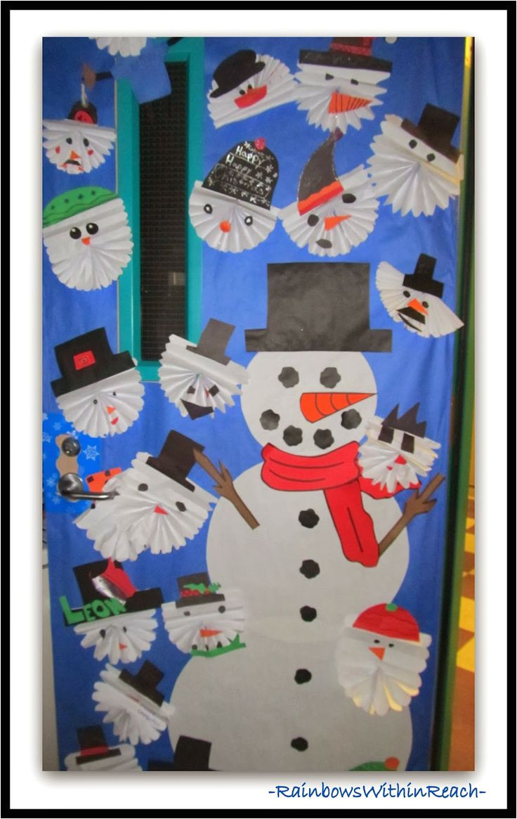 winter themed decorated classroom doors