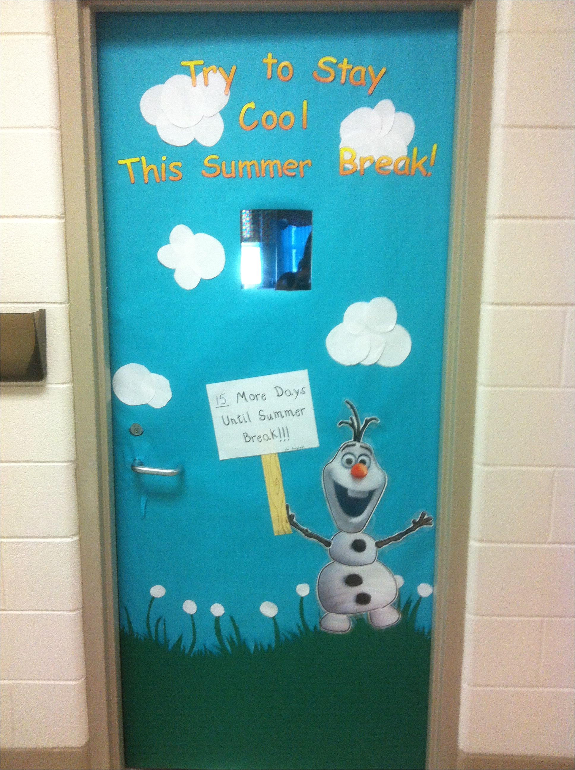 frozen olaf bulletin board door count down to summer break i have to say i am a little proud of my door