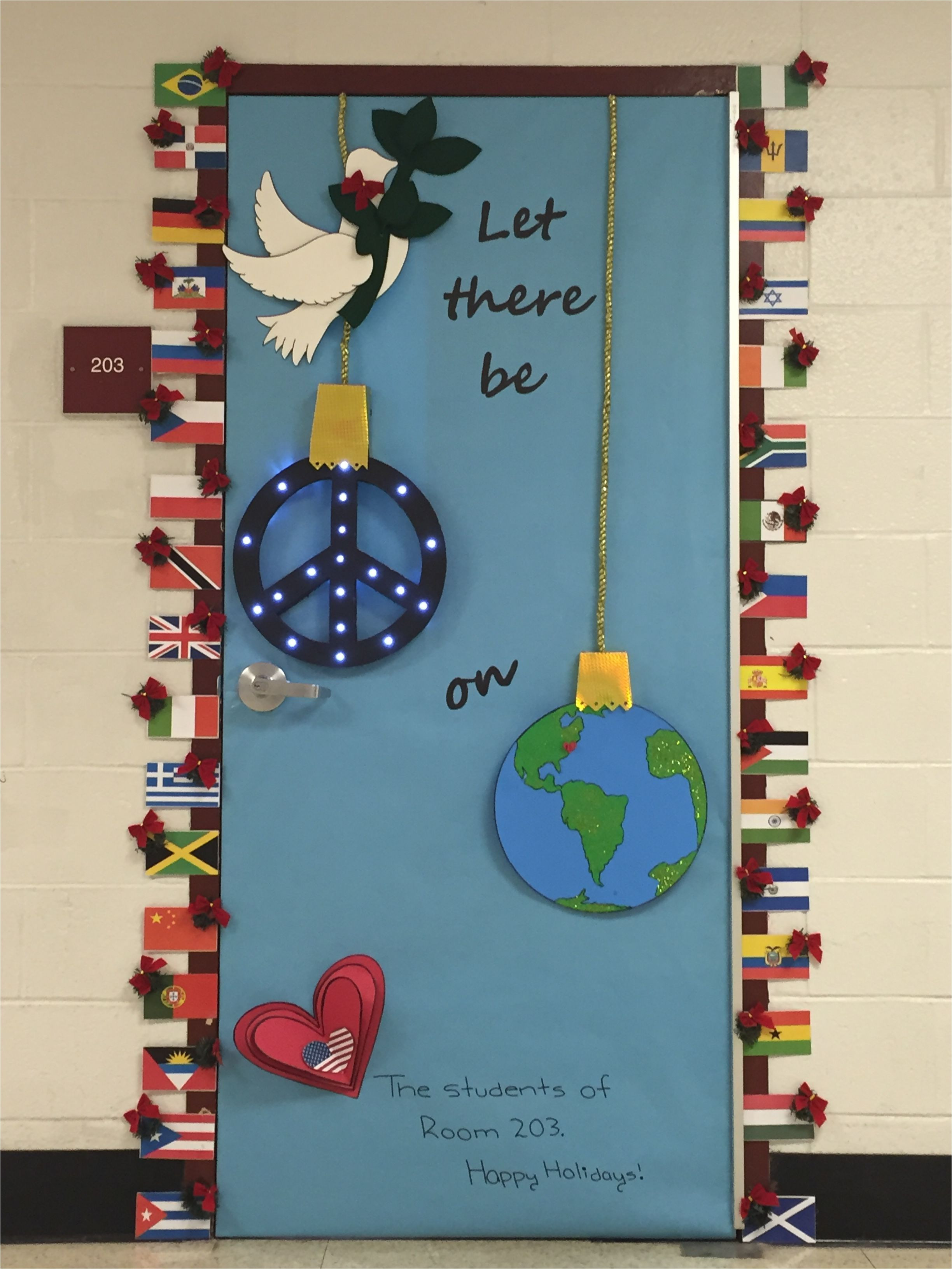 Winter Door Decorations for School Peace On Earth High School Christmas Door Decorating Christmas