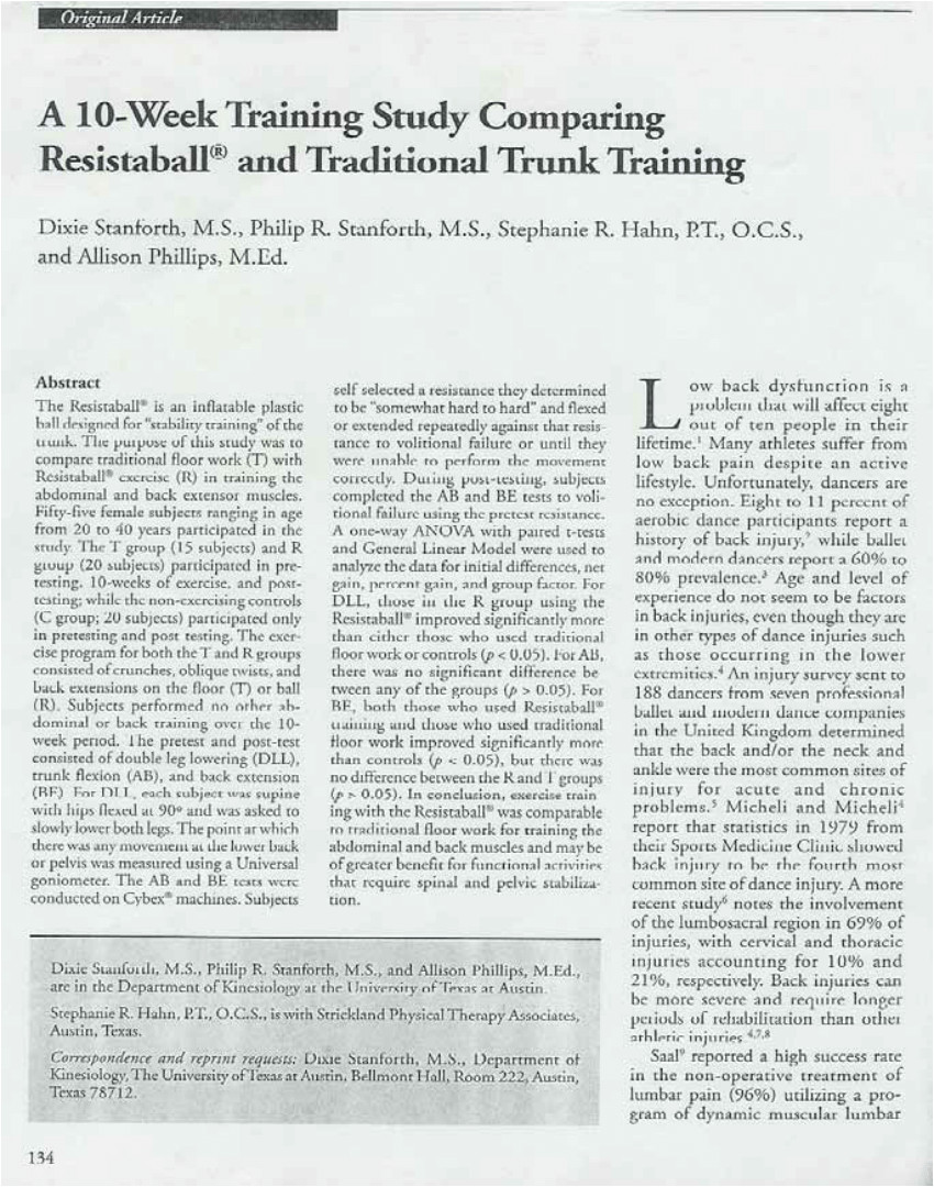 pdf the effects of stability ball training on spinal stability in sedentary individuals