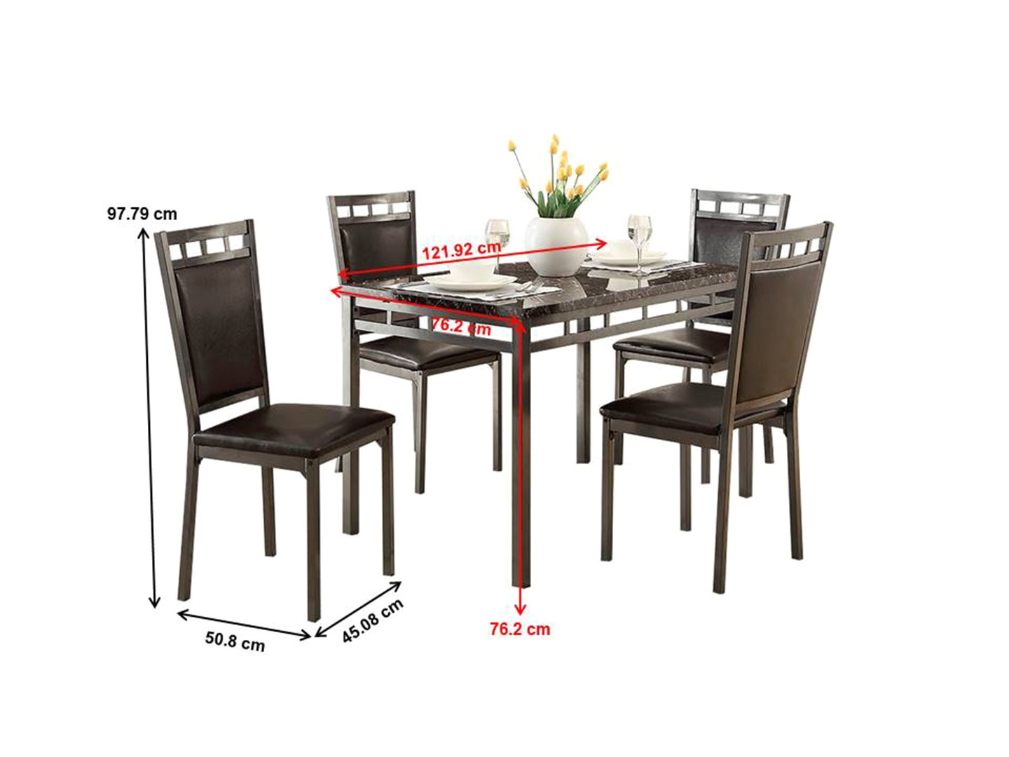 amazon com homelegance 5 piece olney dinette set with faux marble top brown gray table chair sets