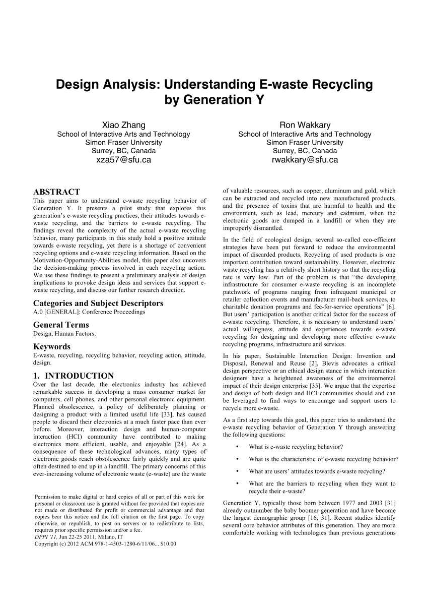 Yonkers Recycling Schedule 2019 Pdf Design Analysis Understanding E Waste Recycling by Generation Y