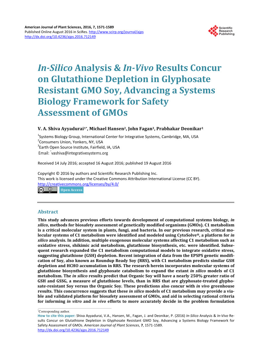 pdf do gmos accumulate formaldehyde and disrupt molecular systems equilibria systems biology may provide answers