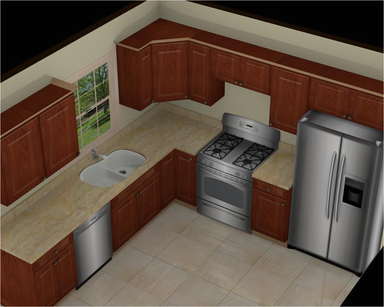 kitchen great 10x10 3d kitchen design with brown cabinet beige l