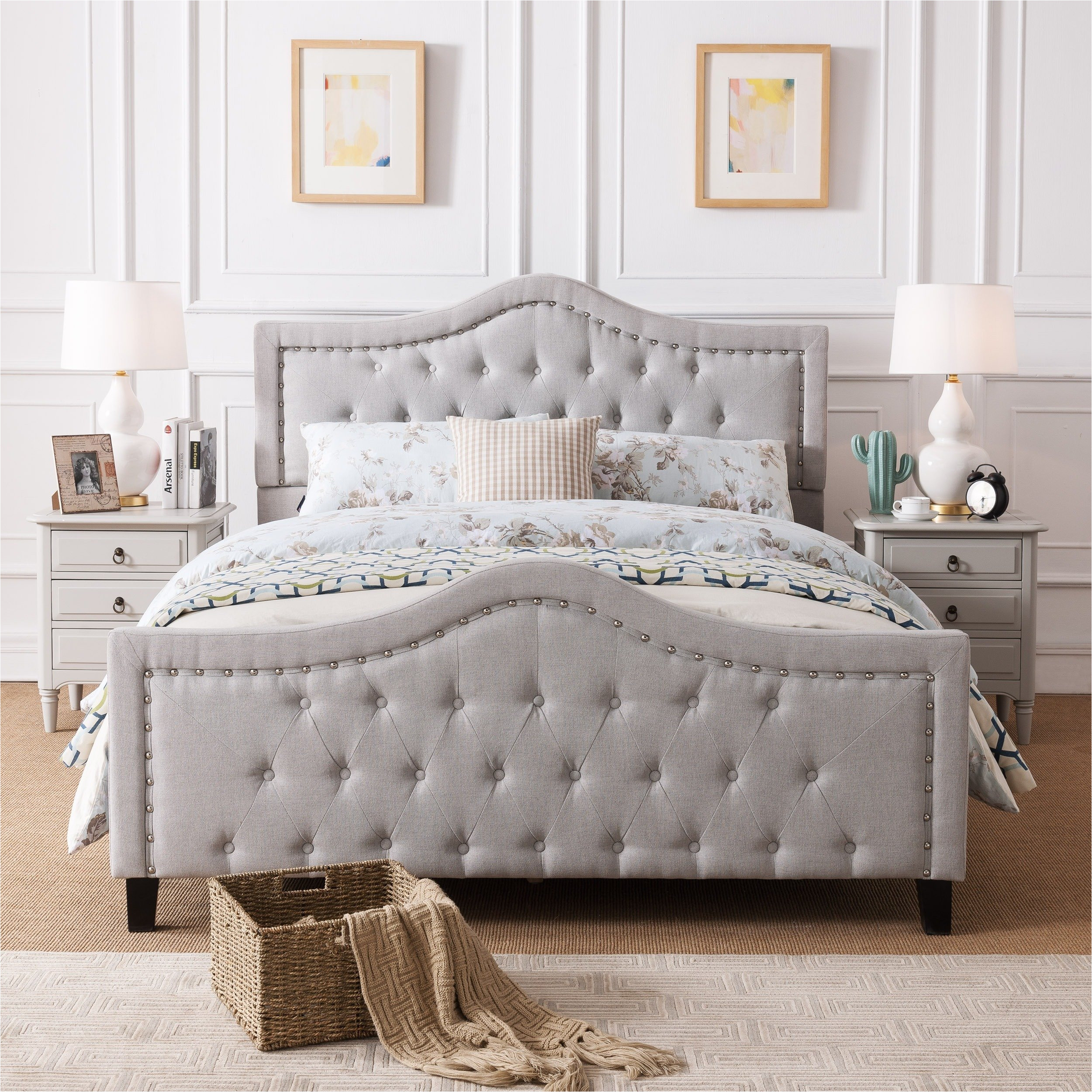 shop virgil upholstered tufted fabric queen bed set by christopher knight home free shipping today overstock com 14047250