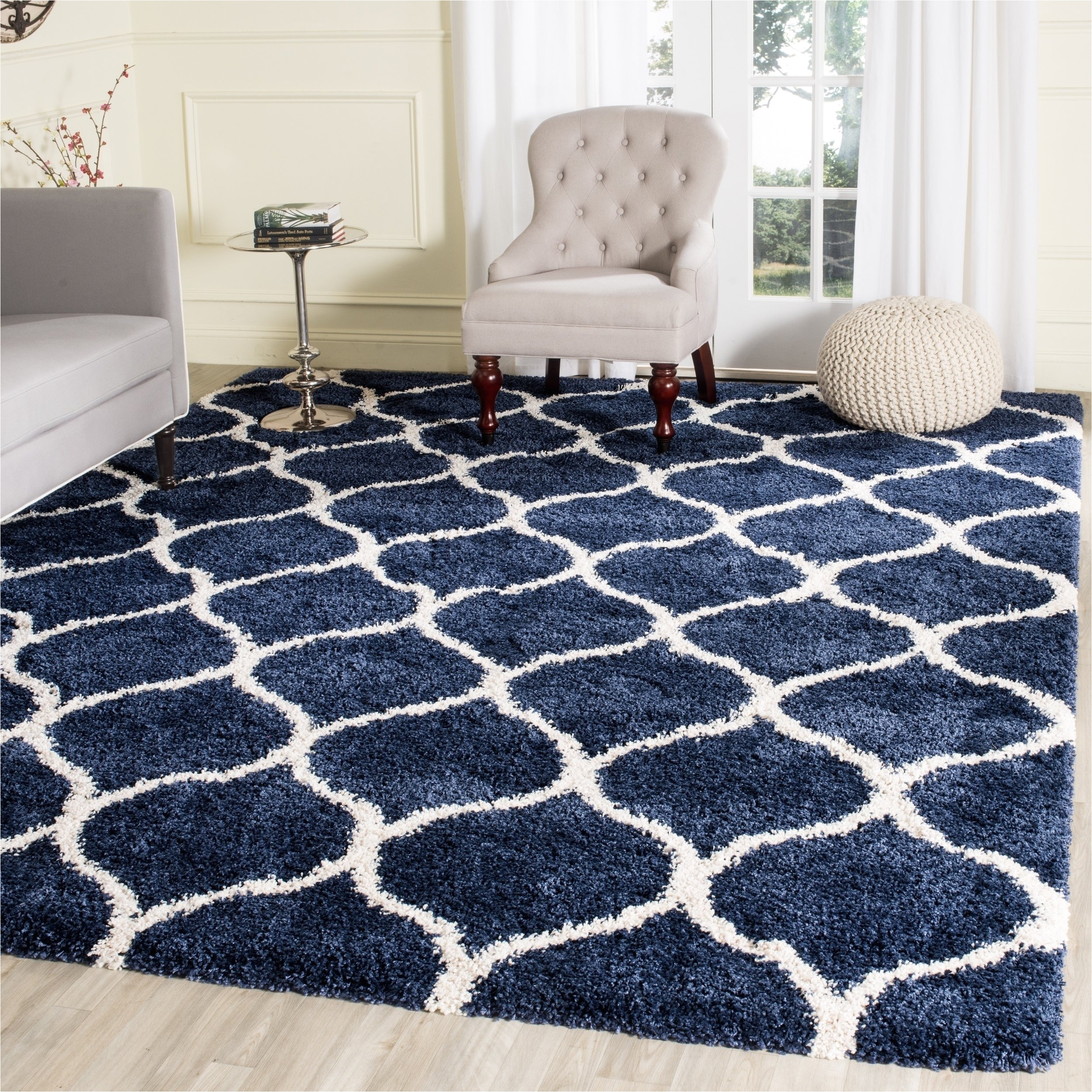 shop safavieh hudson shag modern ogee navy ivory large area rug 10 x 14 on sale free shipping today overstock com 11739332