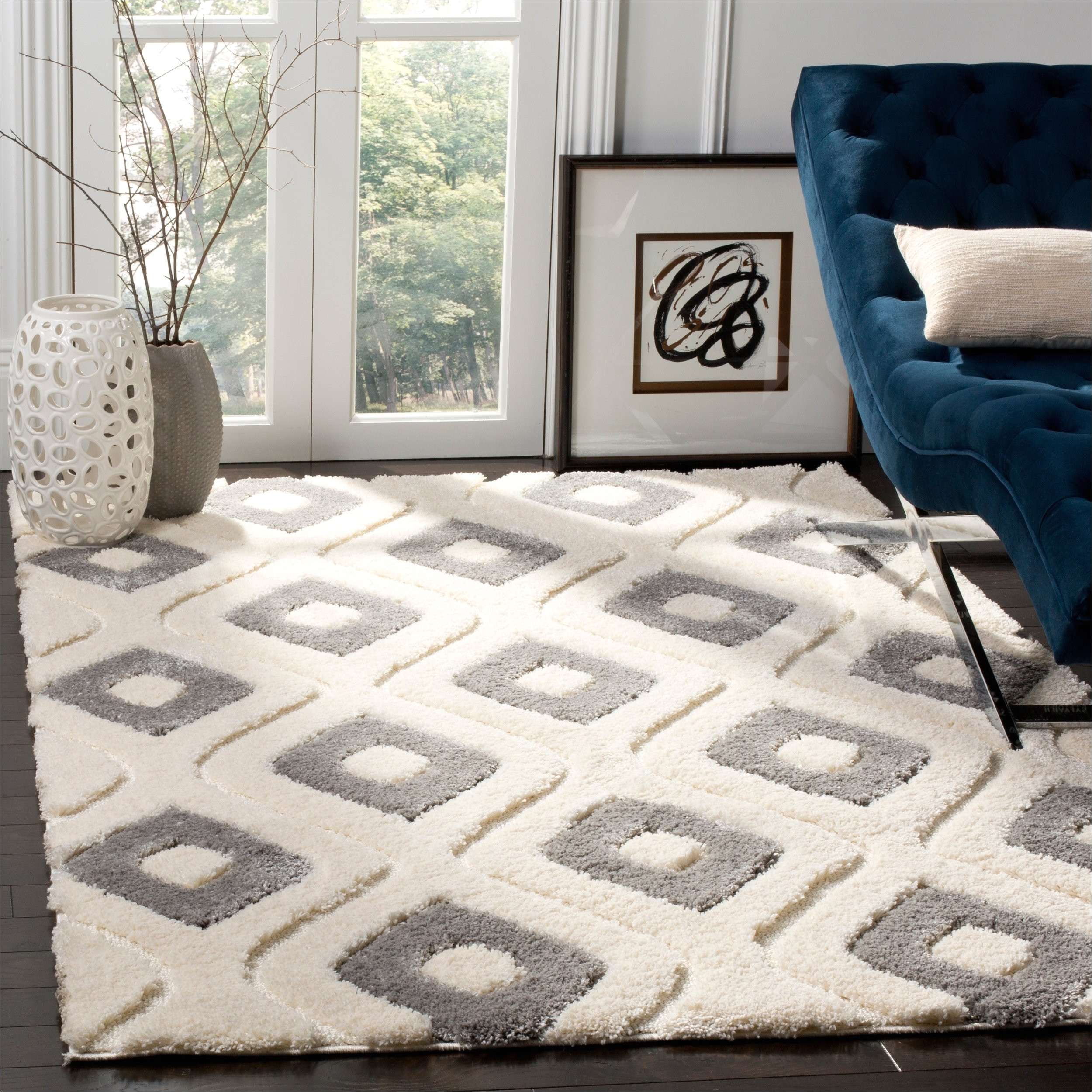 shop safavieh olympia shag cream grey polyester rug 8 x 10 on sale free shipping today overstock com 18732616