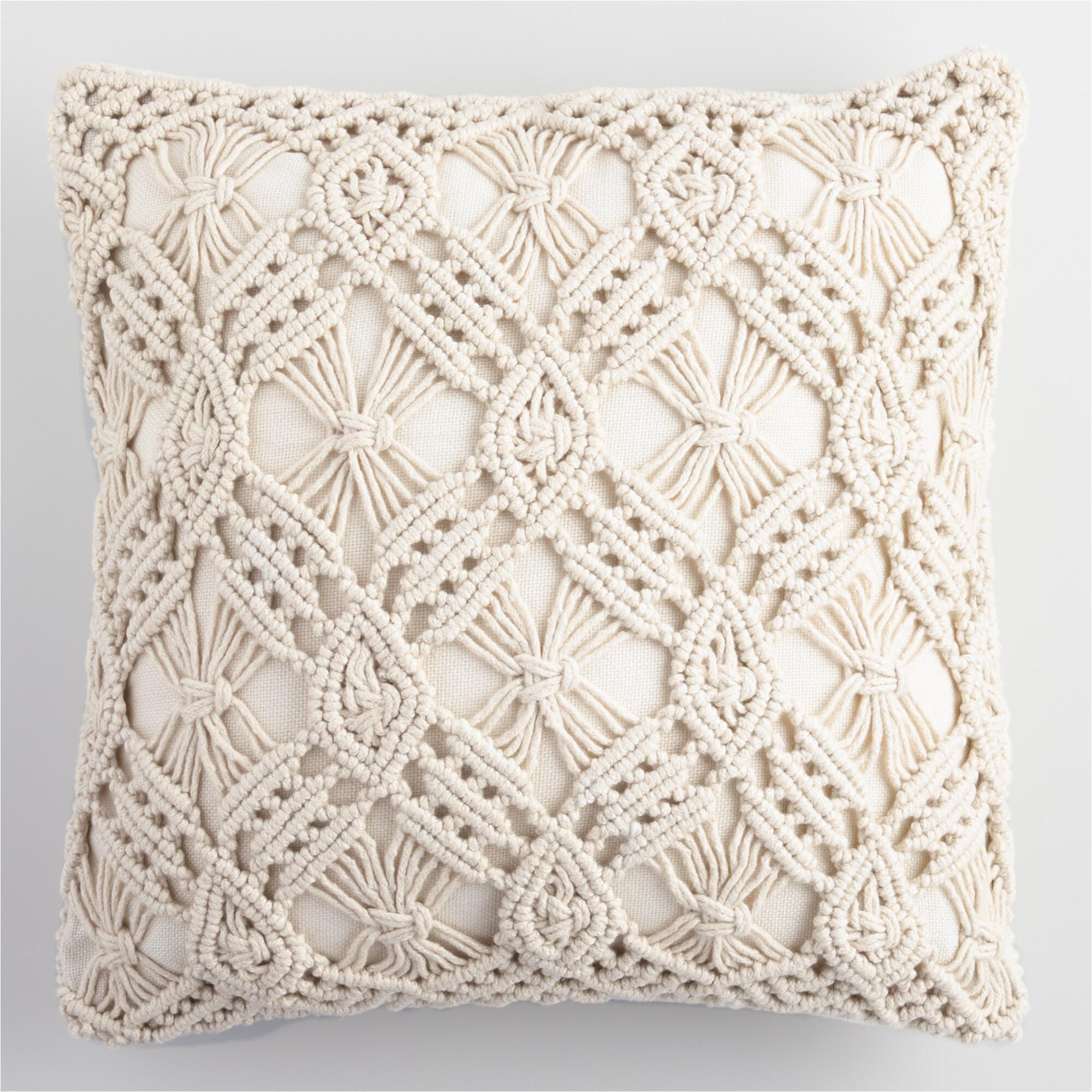 natural macrame indoor outdoor throw pillow