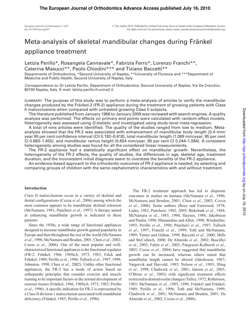 pdf early functional treatment in class ii division 1 subjects with mandibular retrognathia using frankel ii appliance a prospective controlled study