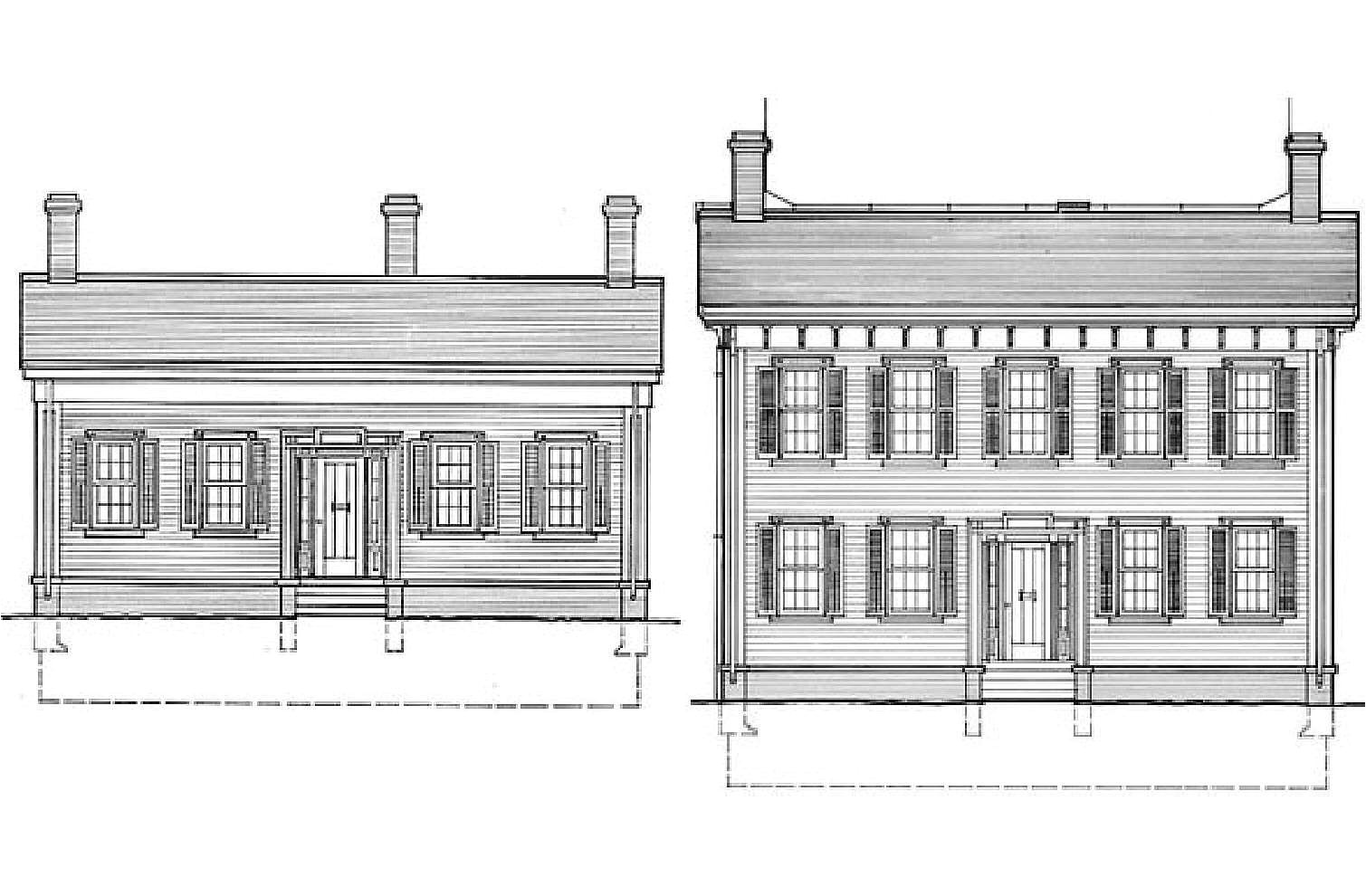 elevation drawings the lincoln home from one and a half story to