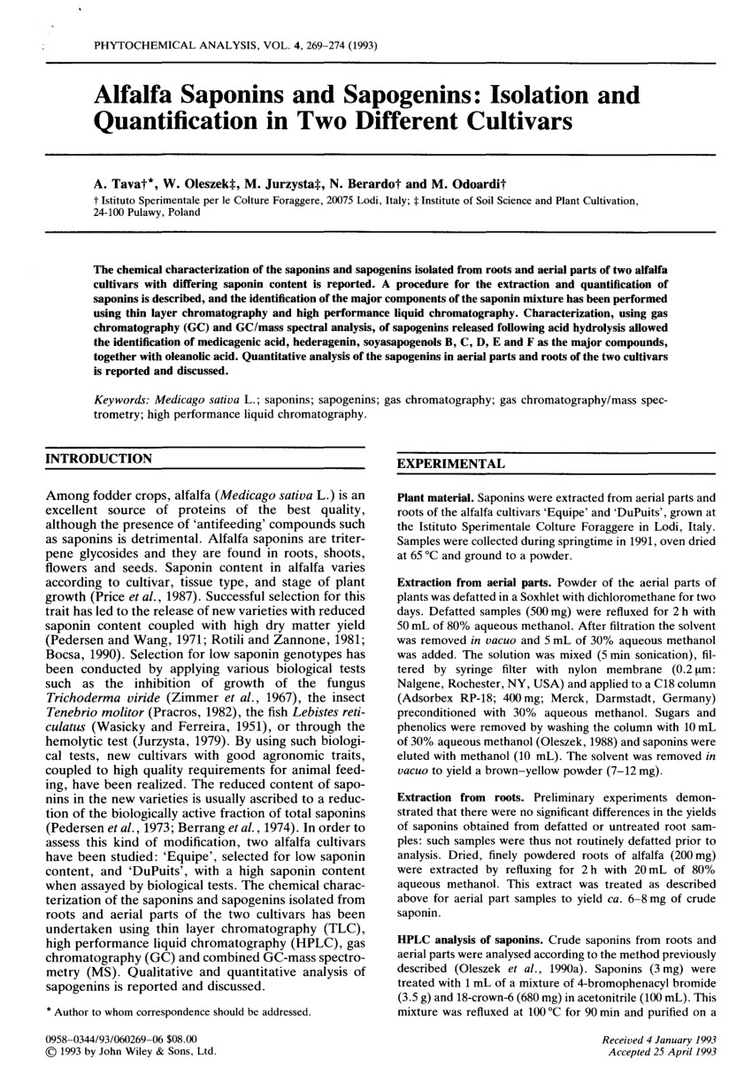 pdf chemical investigation of saponins from twelve annual medicago species and their bioassay with the brine shrimp artemia salina