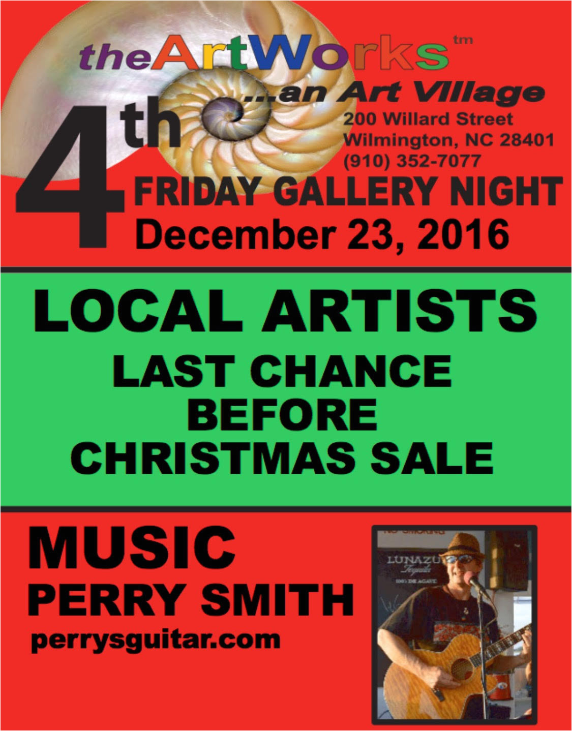 featuring our local studio artists and perry smith entertaining