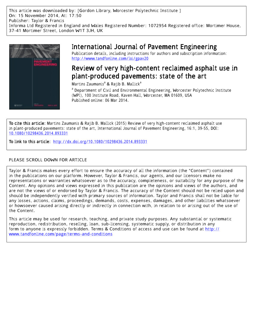 pdf review of very high content reclaimed asphalt use in plant produced pavements state of the art