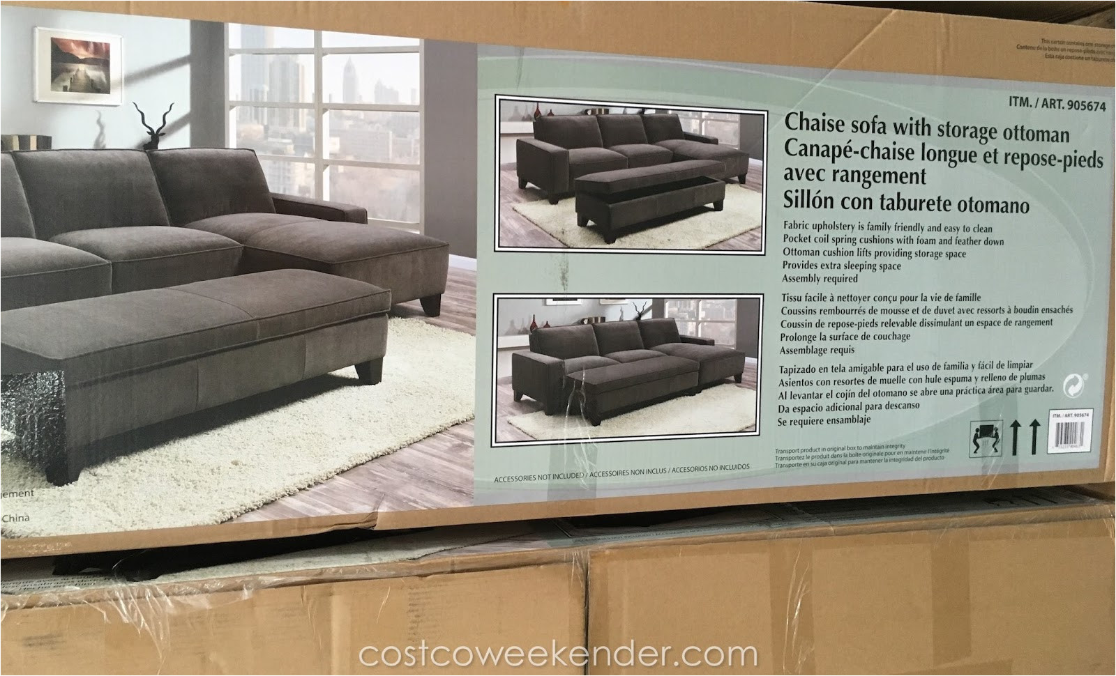 relax in comfort and style on the chaise fabric sectional with storage ottoman