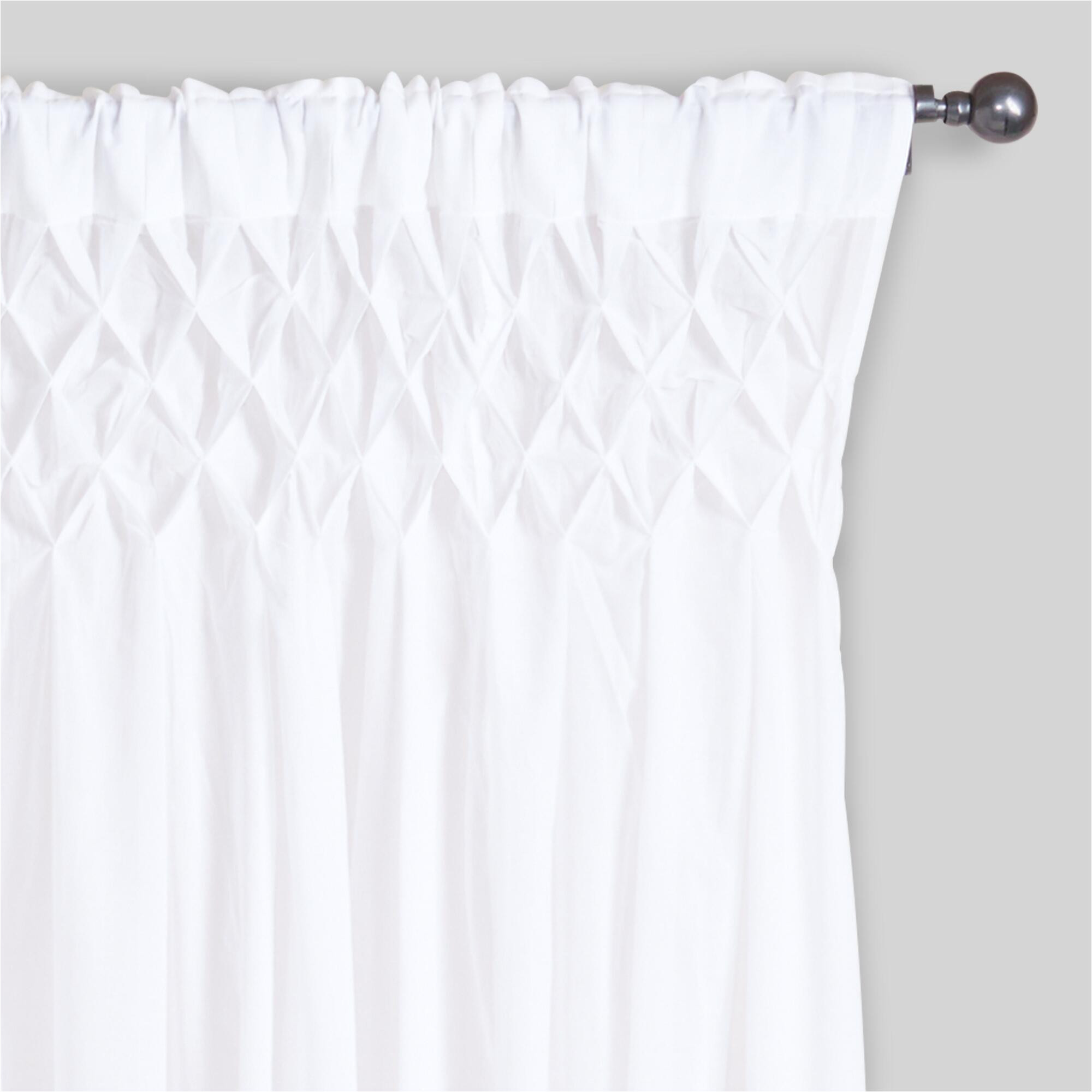 white smocked top cotton curtains set of 2