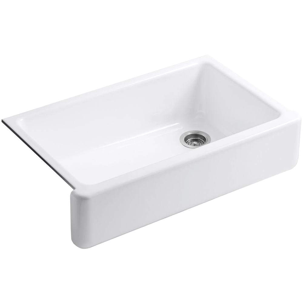 kohler k 6489 0 whitehaven self trimming apron front single basin sink with tall apron white single bowl sinks amazon com