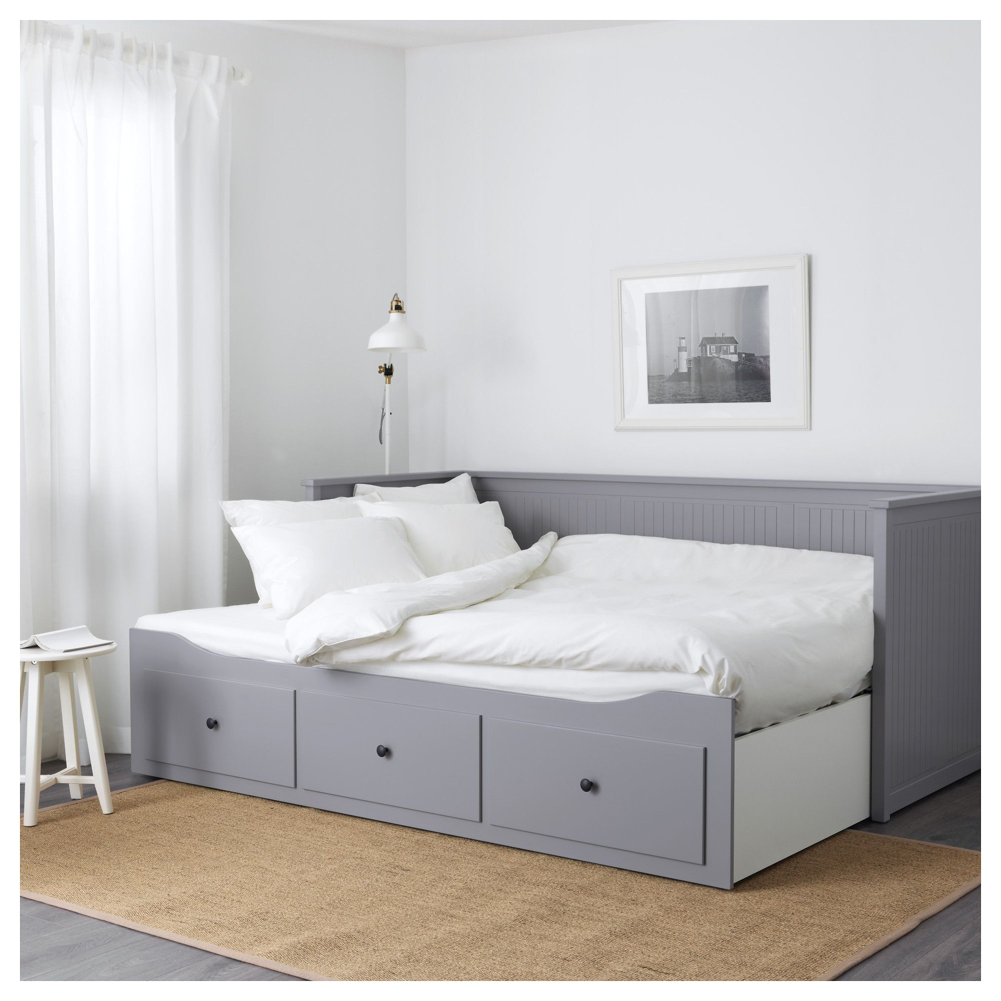 hemnes day bed frame with 3 drawers grey 80 x 200 cm office