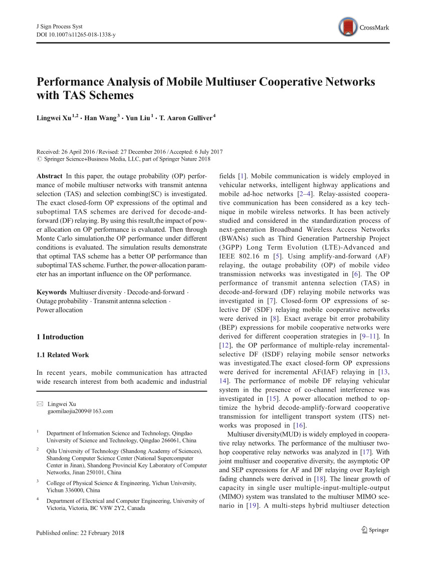 pdf performance analysis of mobile multiuser cooperative networks with tas schemes