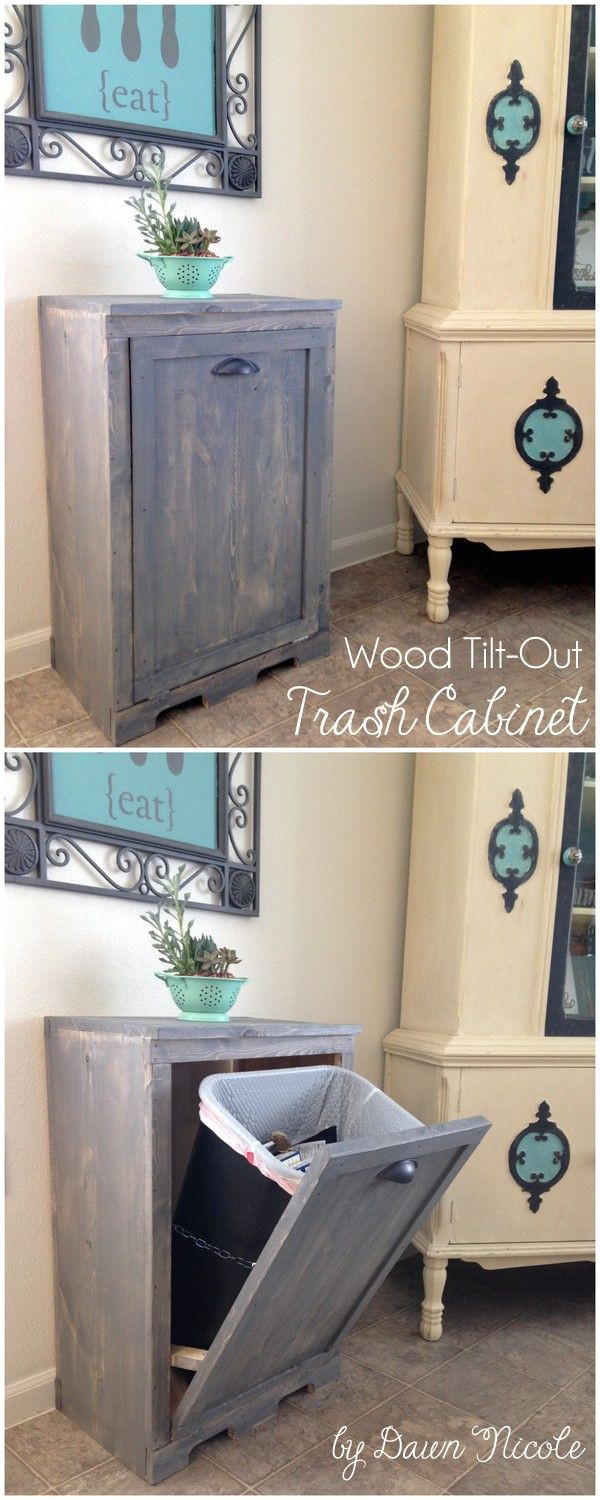 wooden tilt out trash can cabinet free diy plans at bydawnnicole com dog owners would kill for this