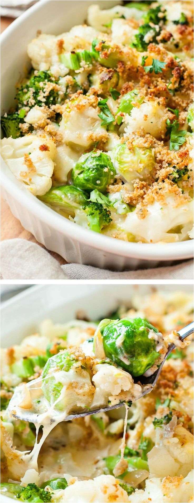 broccoli cauliflower brussels sprout gratin