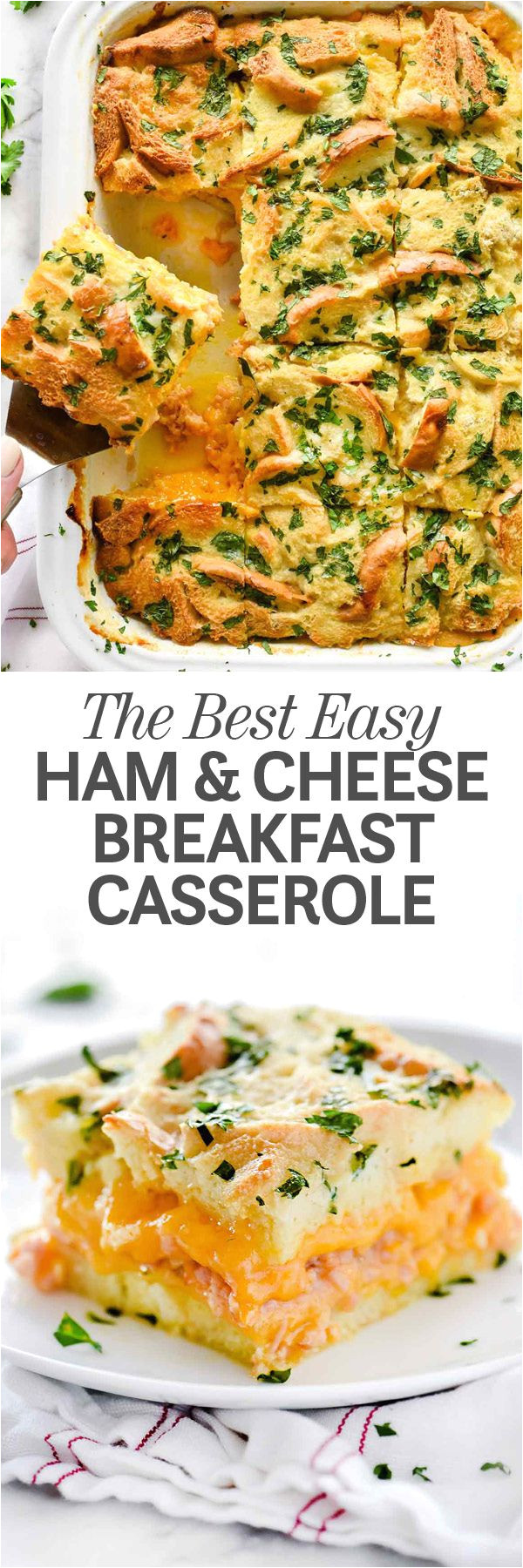 breakfast for a crowd has never been easier thanks to this incredibly easy to assemble make ahead ham and cheese breakfast casserole that some may call a