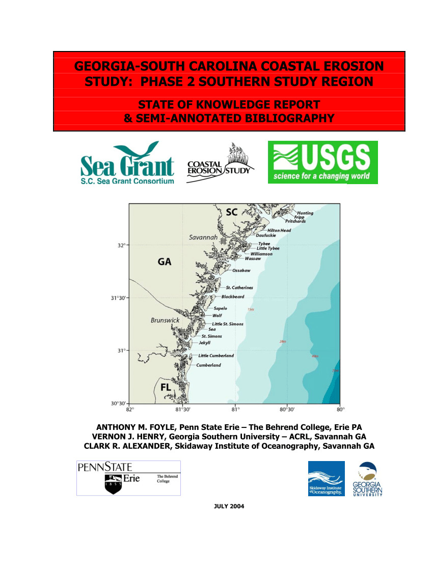 pdf georgia south carolina coastal erosion study phase 2 southern study region state of knowledge report semi annotated bibliography