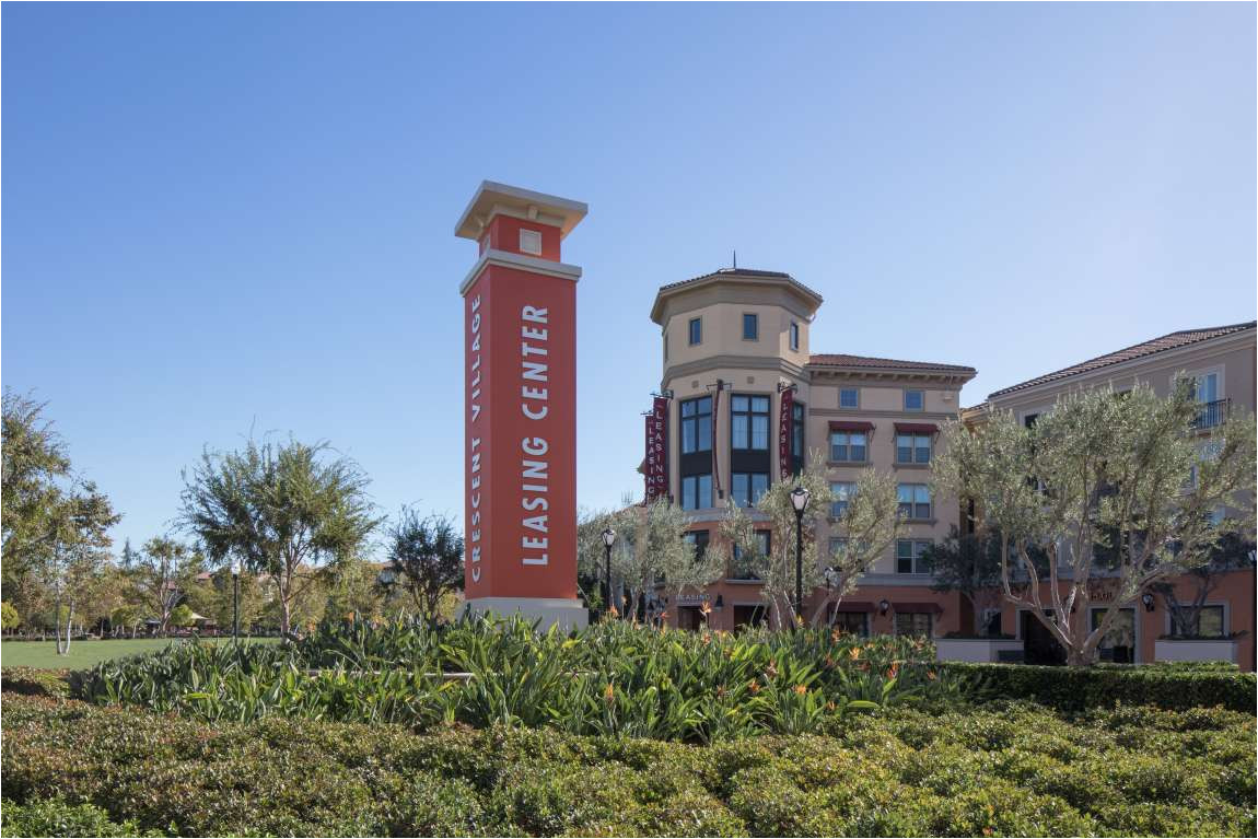 retouched exterior view of crescent village apartment communities in san jose