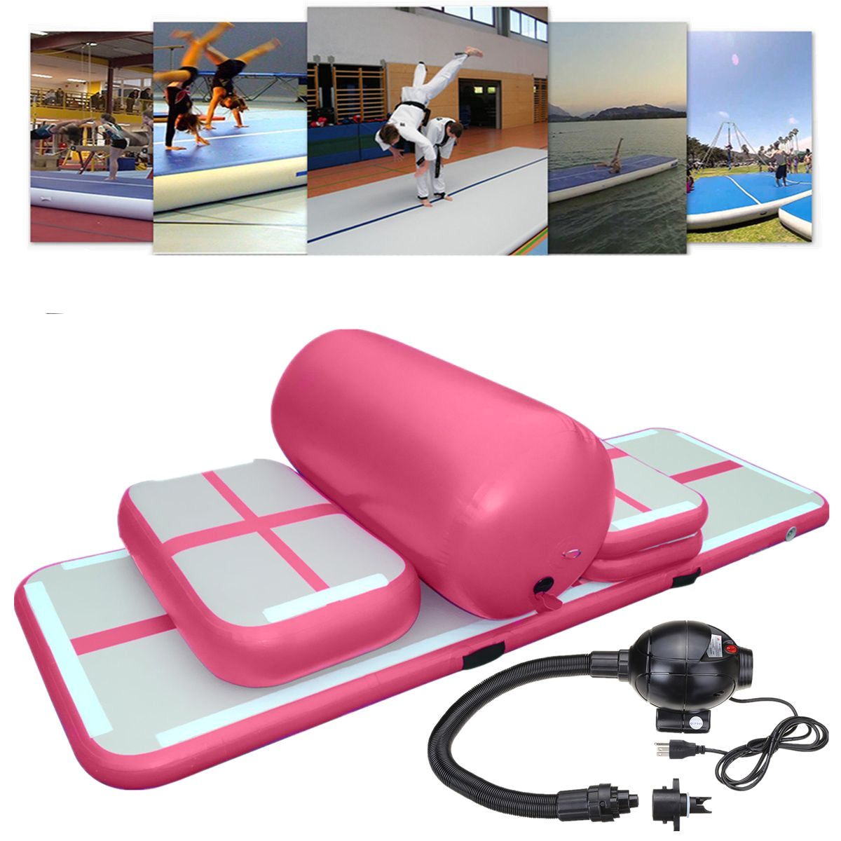 5pcs inflatable gymnastics practice air track floor tumbling pad exercise training mat set