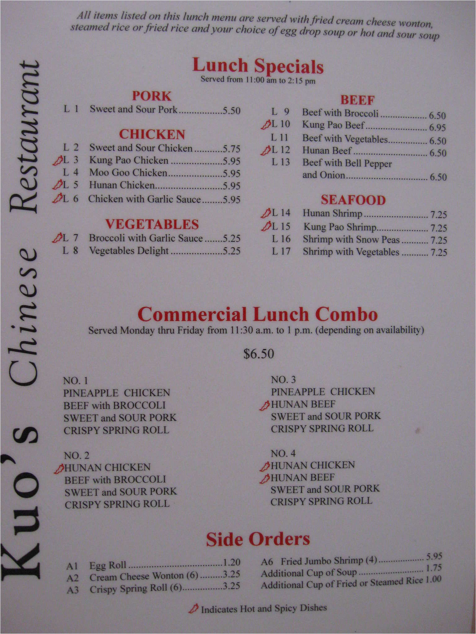 kuo s chinese restaurant menu