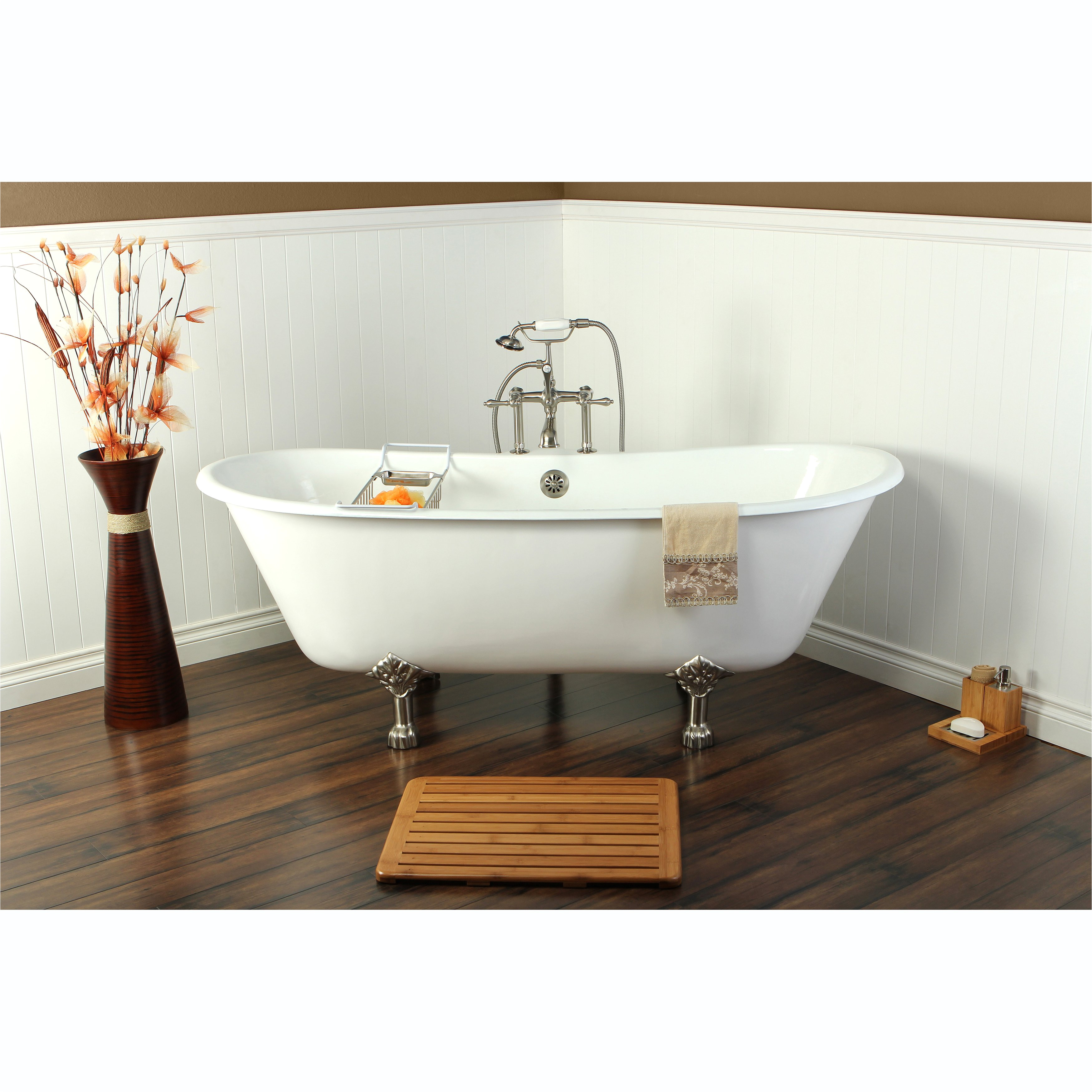 shop 67 inch cast iron double slipper clawfoot bathtub free shipping today overstock com 7729144