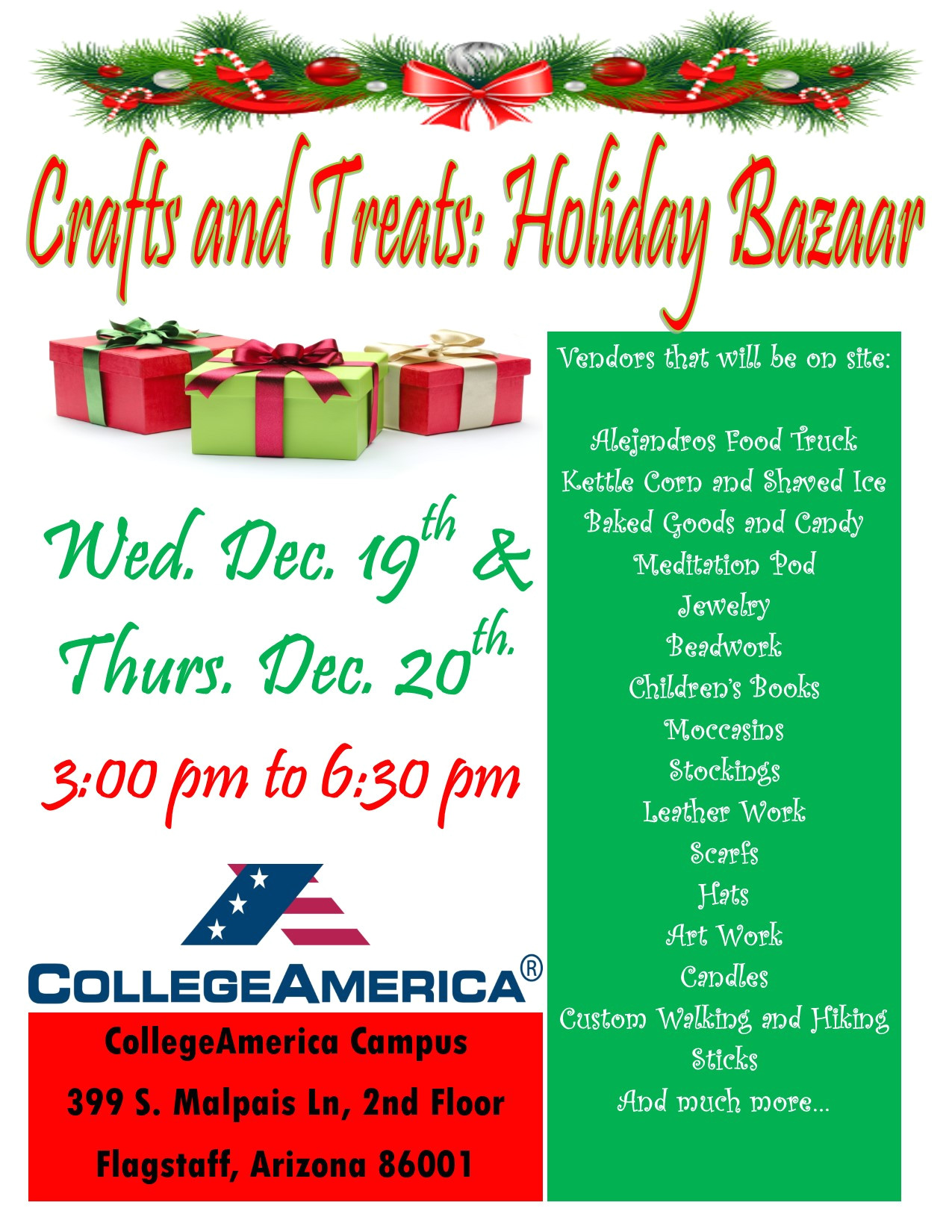 holiday craft and treat bazaar presented by collegeamerica flagstaff365 com a vibrant arts community events calendar