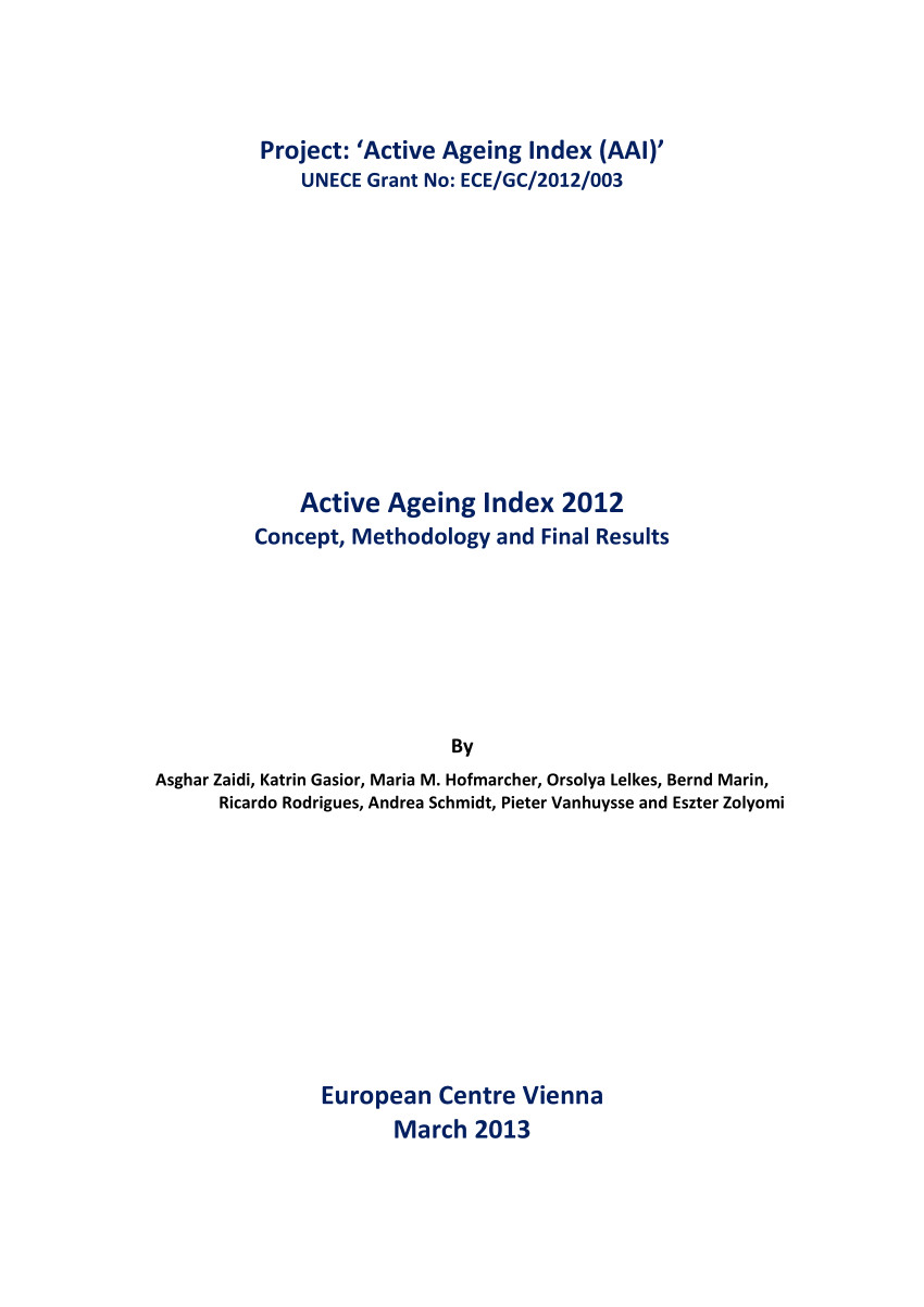 pdf project active ageing index aai active ageing index 2012 concept methodology and final results