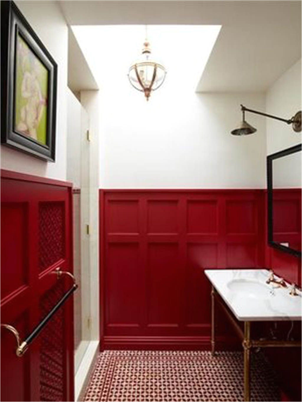 red and white bathroom suelo rojo baa os de colores colores de interiores decorar