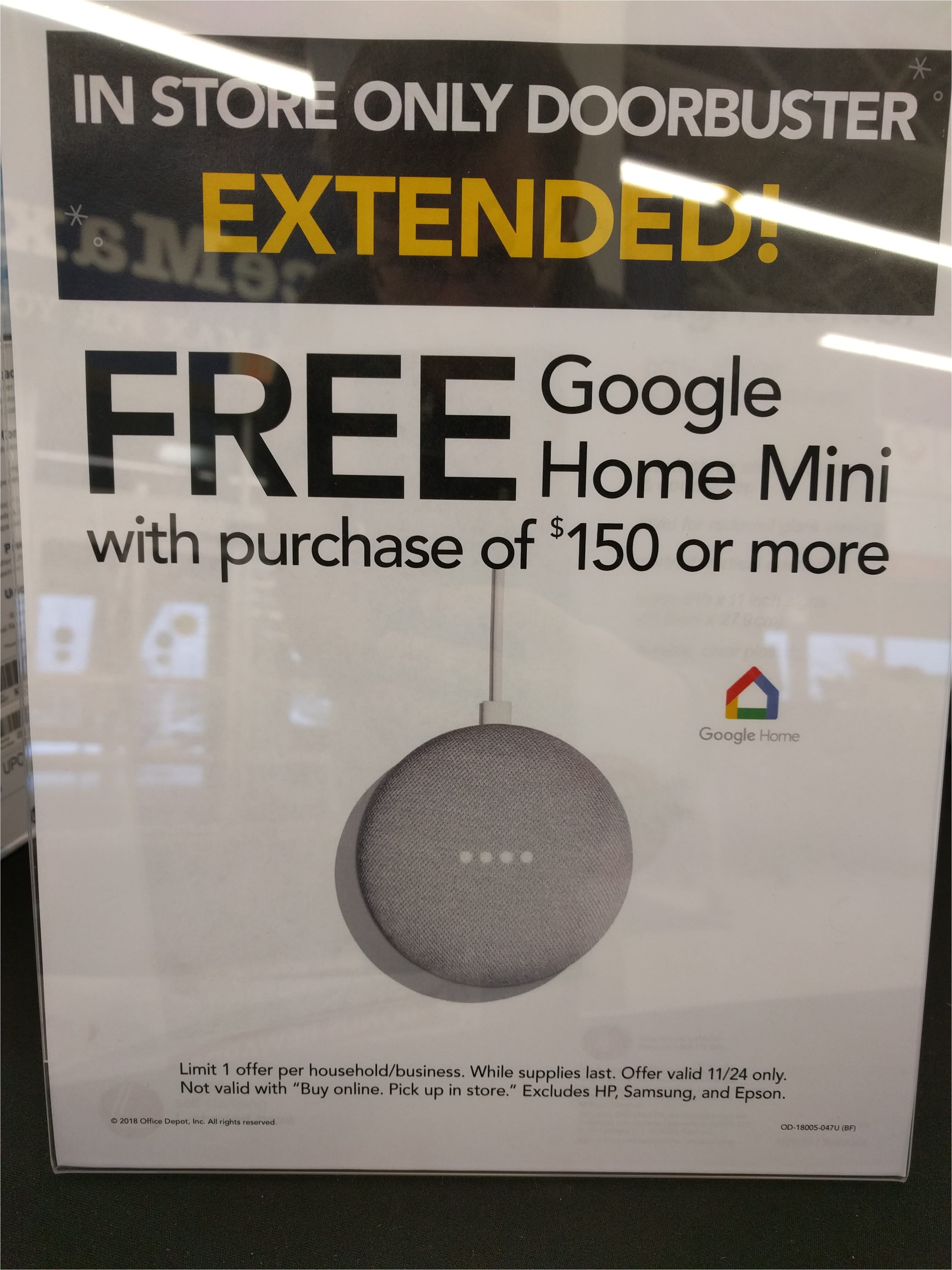 update office depot max is offering a free google home mini if you spend 150 or more i m sure it s supposed to exclude gift cards but some readers have