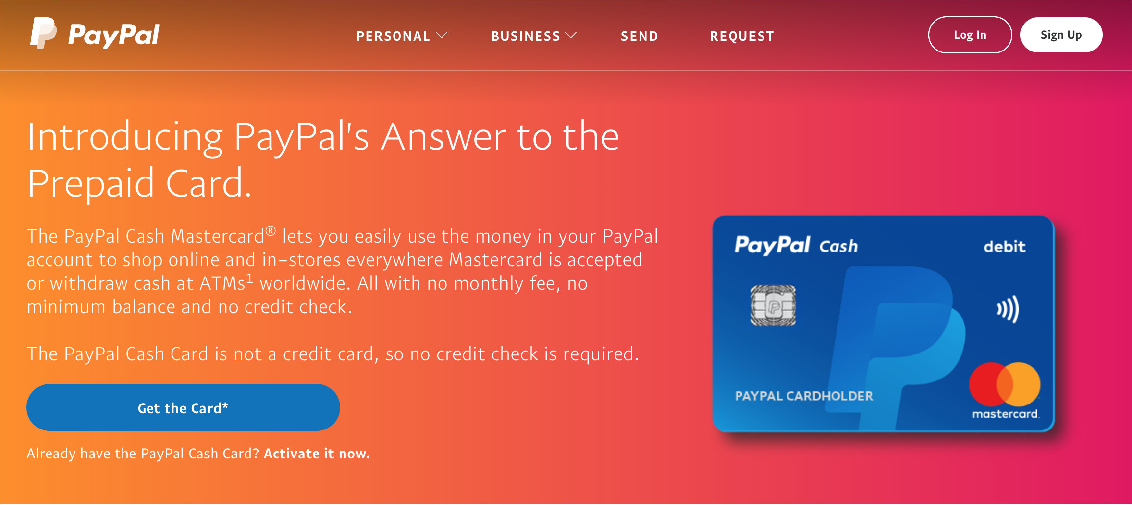 paypal cash mastercard