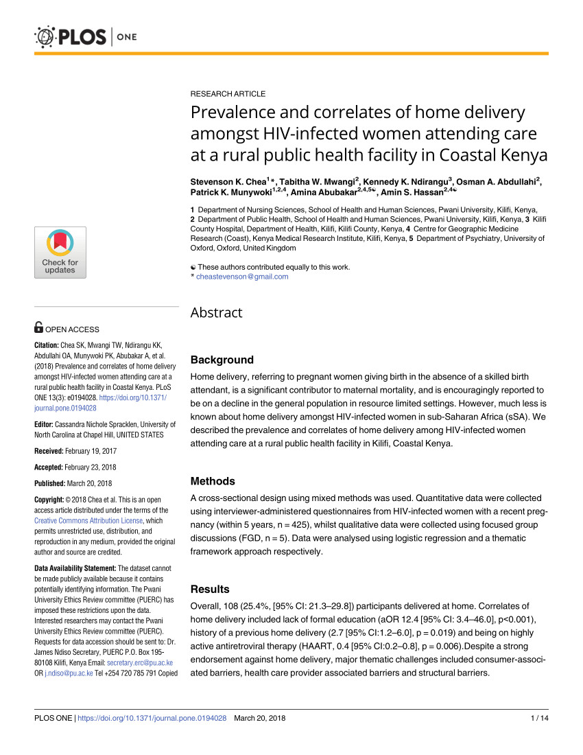 pdf why mothers still deliver at home understanding factors associated with home deliveries and cultural practices in rural coastal kenya