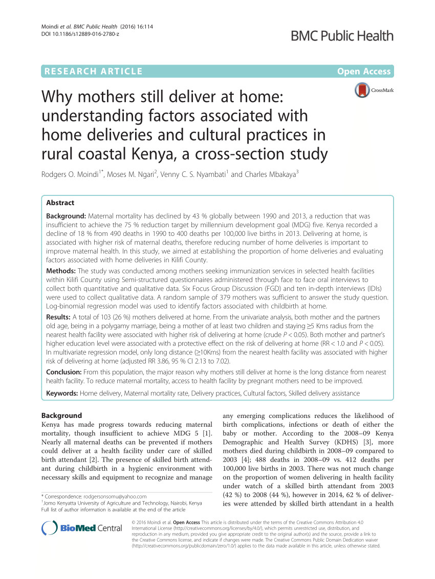 pdf why mothers still deliver at home understanding factors associated with home deliveries and cultural practices in rural coastal kenya