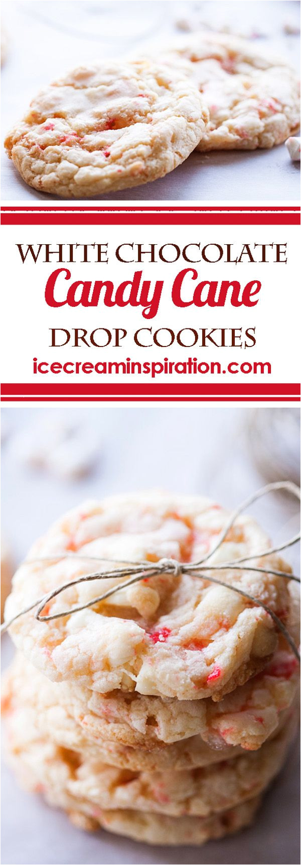 white chocolate candy cane drop cookies