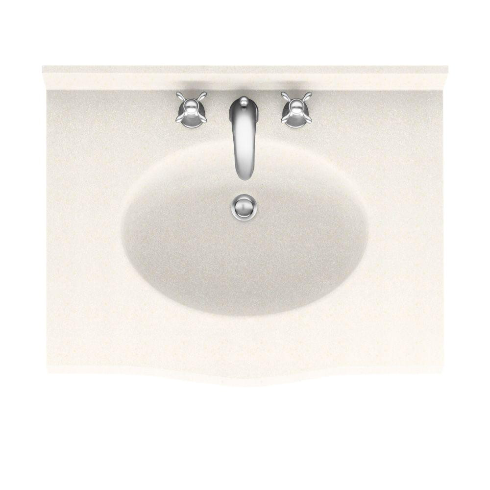 solid surface vanity top with basin in baby s breath