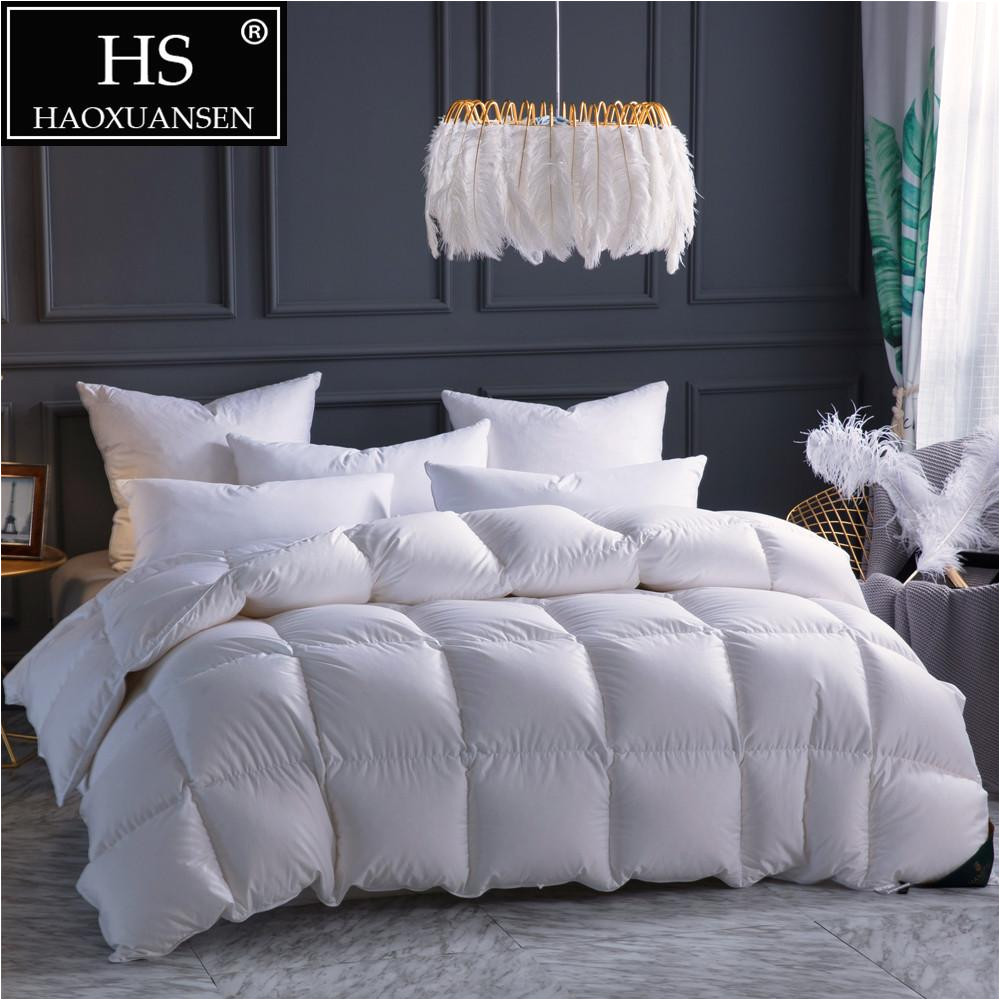 hs filling power 800 high density luxury 100 combed cotton fabric goose down quilt king queen size white duvet winter blanket comforters duvets cheap