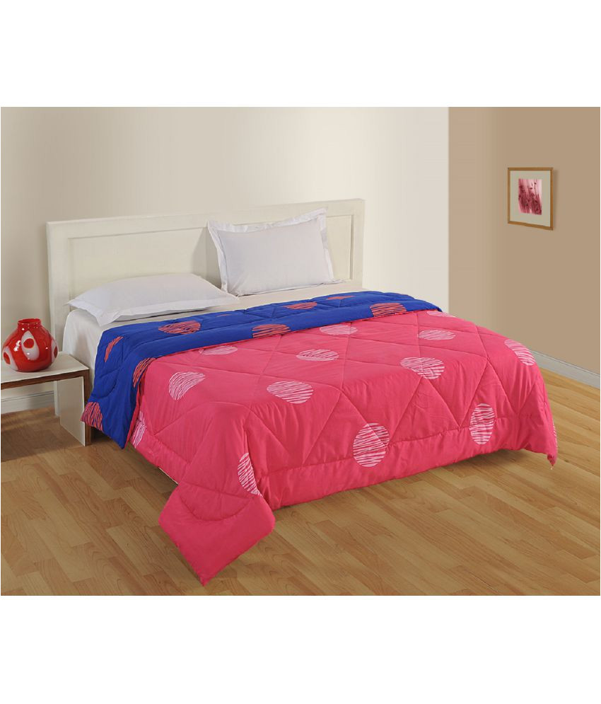 swayam single poly cotton geometrical pink comforter