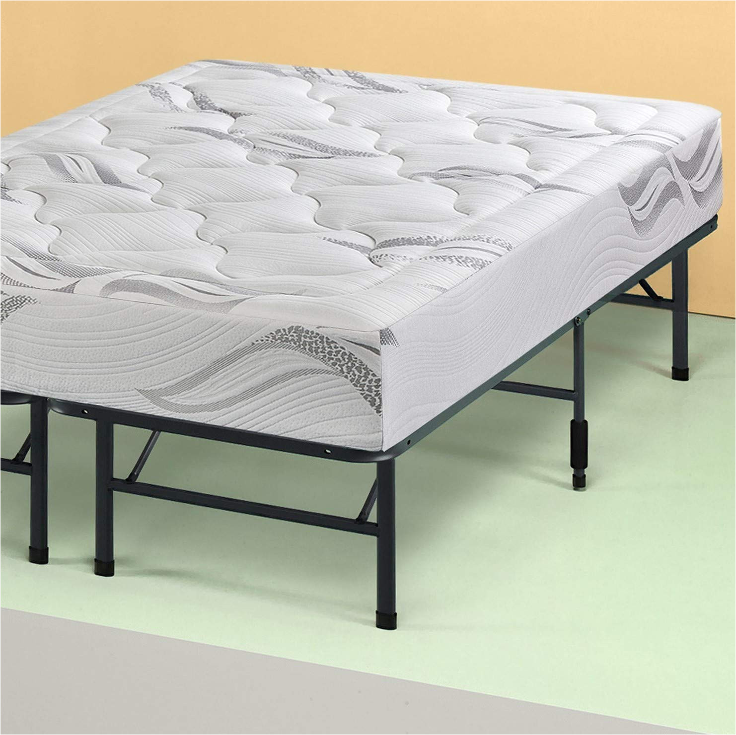 zinus 14 inch smartbase mattress foundation platform bed frame box spring replacement quiet noise free maximum under bed storage