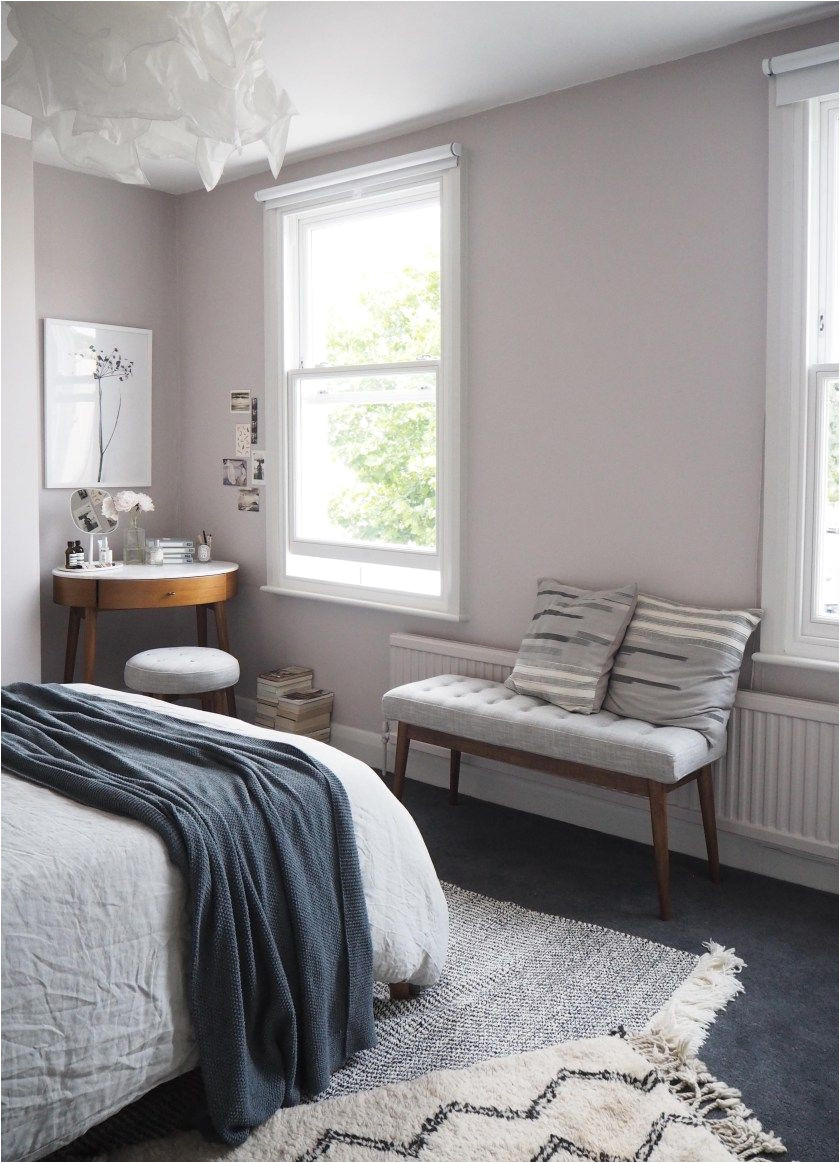 soft blush pink bedroom reveal before after farrow ball peignoir west elm mid century furniture